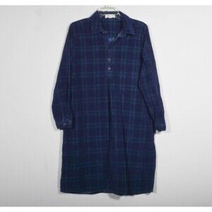Coldwater Creek Navy Blue Plaid Corduroy Shirt Dress Size M